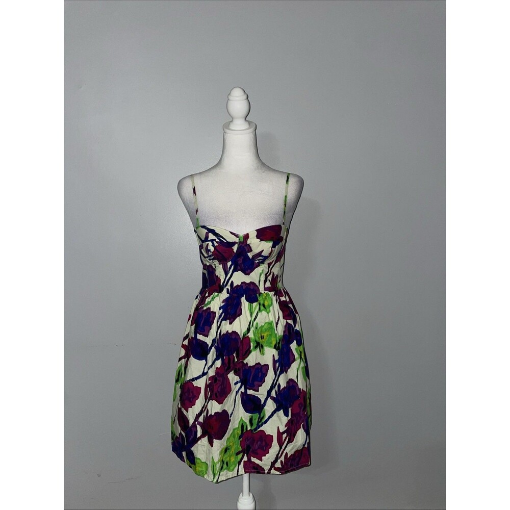 Moda International Size 2 Dress Abstract Paint Floral Colorful Summer